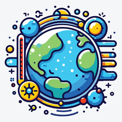 Flat planet earth icon. Vector illustration for web banner, web and mobile, infographics stock illustration