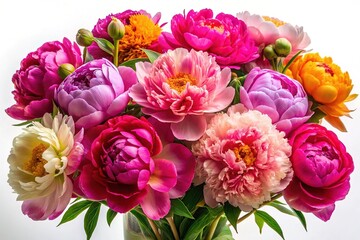 Fototapeta premium Beautiful Peony Bouquet, Isolated