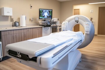 modern CT scan machine in clean medical imaging room