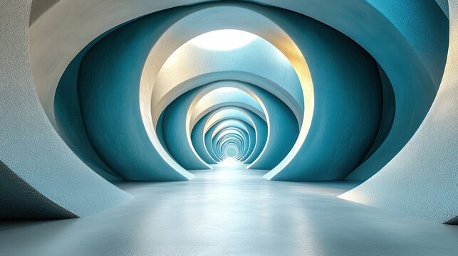 Abstract Blue Tunnel: An Architectural Visualization of Depth and Perspective