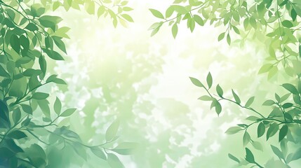 Tranquil digital art serene green leaves in a close-up forest scene