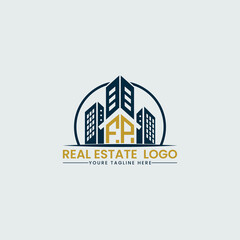 Elegant FP Real Estate Logo with Urban Skyline