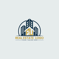 Elegant FU Real Estate Logo with Urban Skyline