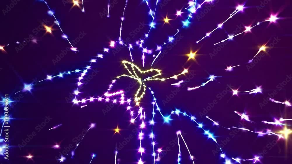 Aufkleber dynamic video of colorful light bursts in a spiral pattern, captured from a top-down angle, creating