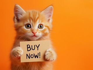 Adorable Orange Kitten with Yellow Eyes and Playful Whiskers - Perfect Cute Pet for Your Home - Buy Now for Ultimate Kitten Love and Happiness!