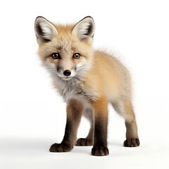 Obraz premium Cute Fox Pup: Captivating portrait of a young fox pup, showcasing its endearing eyes, soft fur, and curious expression