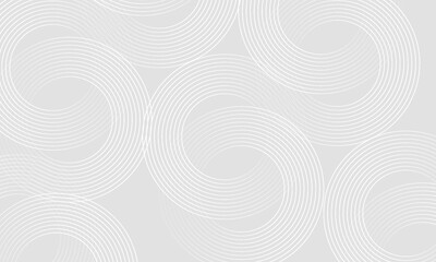 White abstract background with geometric shapes. Modern circle lines pattern. Minimal geometric design. Futuristic concept.