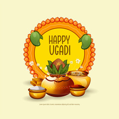 Gudi Padwa Ugadi vector art illustration