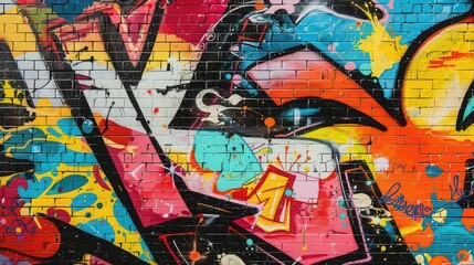 Dynamic and energetic pop culture mural in an urban district. 