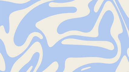 Abstract liquid wavy shapes pattern. Funky retro background in groovy style