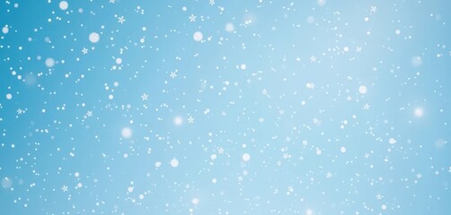 Delicate snowflakes drift down onto a serene, expansive blue winter sky, weather, serene, ice crystals