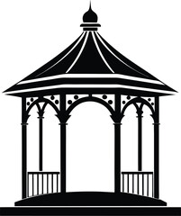 Elegant Gazebo Silhouette Vector & Icon Logo Collection