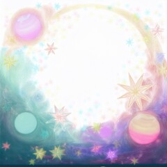 creative and beautiful border frame of bright and colorful stars and planets background, science graphic resource