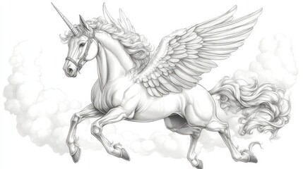 Winged unicorn illustration
