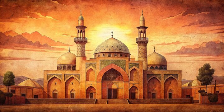 Vintage Semnan, Iran: Sheikh Bastami Mosque - Architectural Detail, Historical Landmark