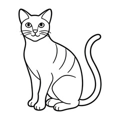 Outline Drawing of Sitting Cat with Delicate Features