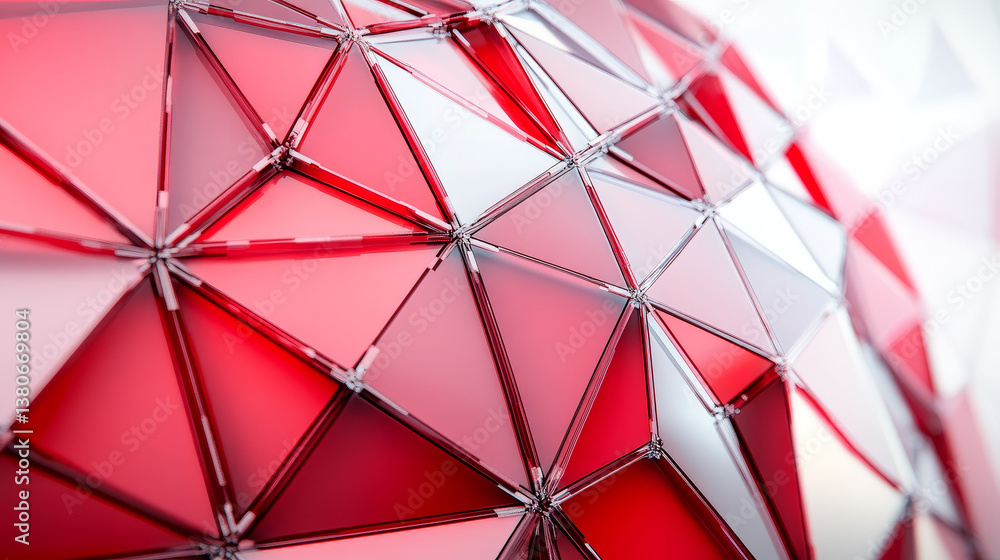 Poster abstract vector mesh half red spheres. futuristic technology low poly style. elegant dots for busine