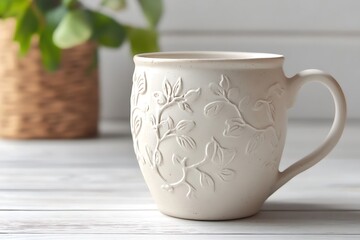 Elegant mug featuring nature-inspired design perfect for enhancing coffee or tea moments in serene settings.
