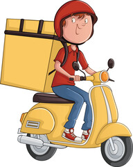 Delivery man driving a motorbike. Fast Service. Shipping products.