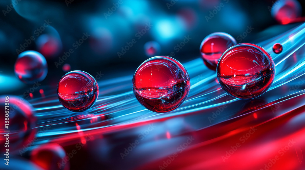 Poster abstract vector mesh red spheres. futuristic technology low poly style. elegant dots background for 