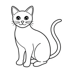 Outline Drawing of Sitting Cat with Delicate Features