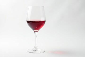 Single red wine glass on white backdrop; elegant simplicity , isolated, concept