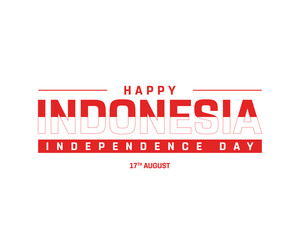 Indonesia Independence Day on a white background, Vector design of Independence Day of Indonesia, Typographic Design of Indonesia National Day, Flag typography of Indonesia © Malik_Atelier