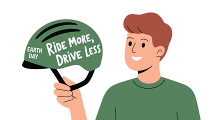 "LOVE THE LAND Typography with Farmer and Greenery – Sustainability and Farming Illustration" .earth day, earth international day, April 22 earth day