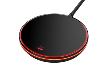 Sleek wireless phone charger with glowing red light border for modern charging solutions and technology advancements