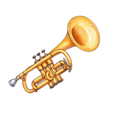 Obraz premium A stunning watercolor illustration of a trumpet showcasing the instrument in a captivating solo performance