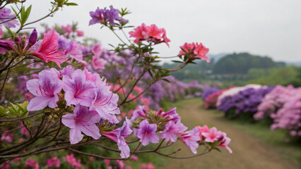 Vibrant Flower Fields Cascade Down a Hillside