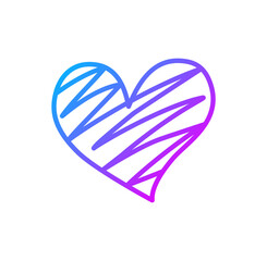 Heart line gradient on white background