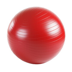  vibrant red fitness ball isolated on transparent white background