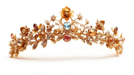 Golden crown with gems. Vector illustration