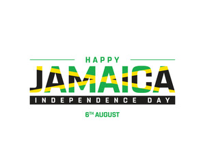 Happy Jamaica Independence Day on a white background, Vector design of Independence Day of Jamaica, Typographic Design of Jamaica National Day, Flag typography of Jamaica