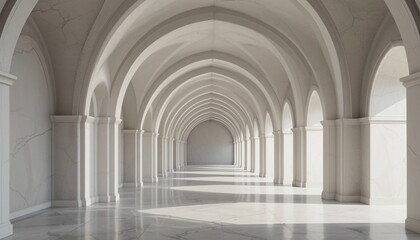 Exploring elegant architectural arches in a spacious hallway modern building photography bright environment wide angle minimalist design