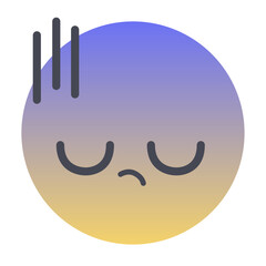 Tired and exhaustion emoji expressing exhaustion or disappointment. The closed eyes and small frown suggest fatigue or sadness, while three vertical lines on the forehead symbolize stress or frustrati