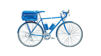 Fototapeta premium Classic blue bicycle with wicker basket, perfect for scenic rides and everyday adventures