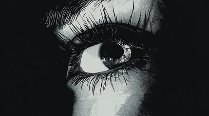 Set of female eyes and brows black image. Vector illustration eye for health glamour design with beautifully fashion eyelashes. Open woman eye for makeup.