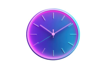 3D rendering of minimalist wall clock with teal and purple gradient, no background