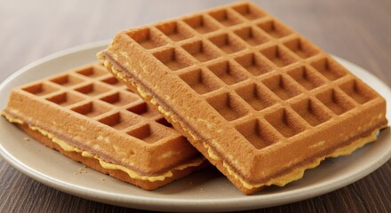 Golden Brown Waffles on White Plate
