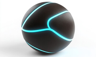 Glowing lines on dark sphere on white background for digital art