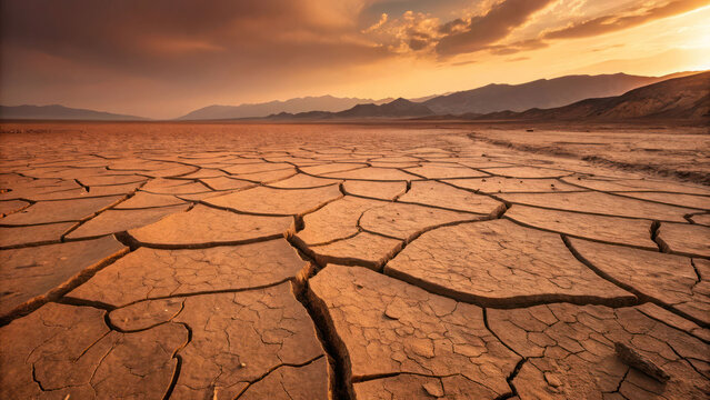 "A cracked earth abstract texture, featuring deep fissures in warm, earthy tones, resembling the parched surface of a desert landscape."