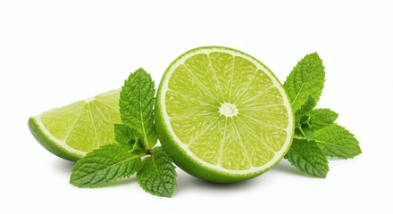 Fresh Limes and Mint Sprigs for Culinary and Beverage Use