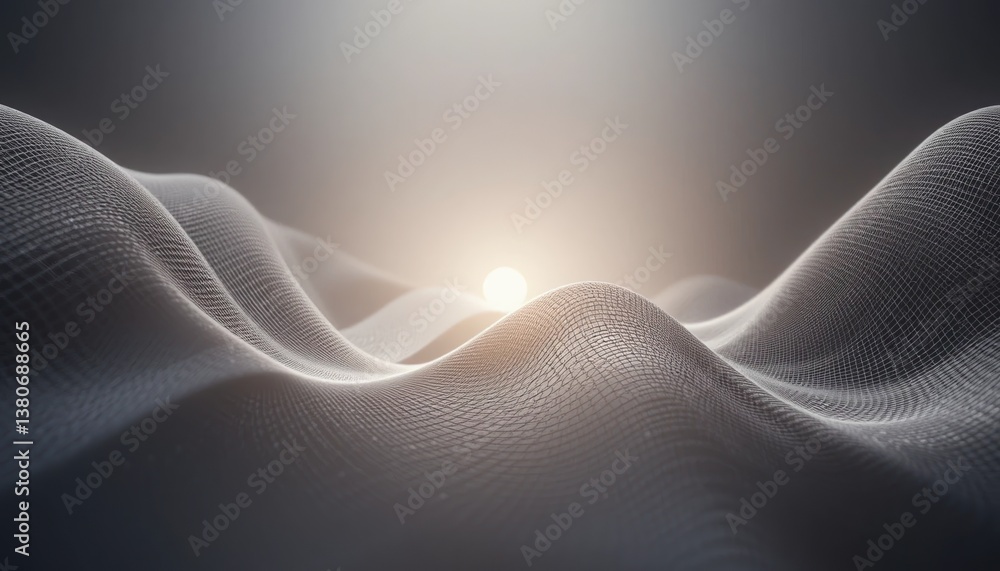 Poster illuminated fabric waves abstract art digital rendering soft textures surreal aesthetics ethereal en