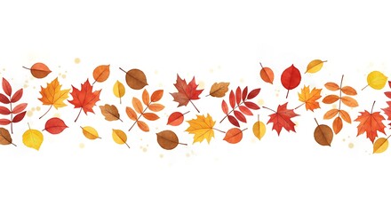 Autumn Leaves Border, Fall Foliage Design Element AI Generated