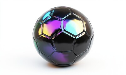 Naklejka premium Iridescent soccer ball on white background, ideal for sports ads