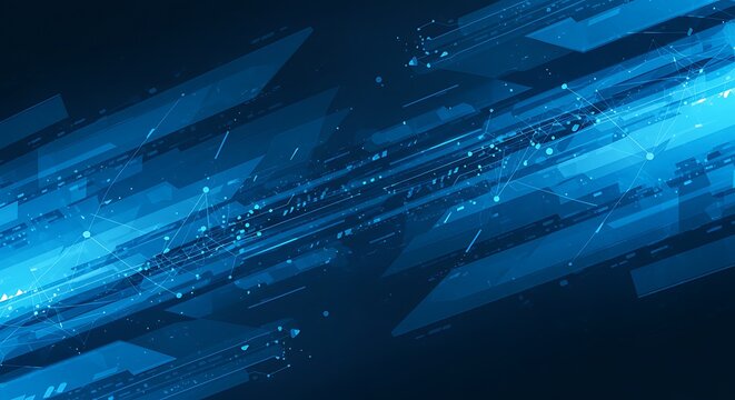 Abstract Blue Digital Data Stream, Technology Background AI Generated