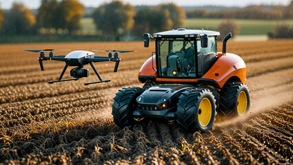 Drones & Tractors Working in Sync