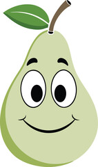 Funny Pear vector Cartoon Character with a Smile and Happy Expression